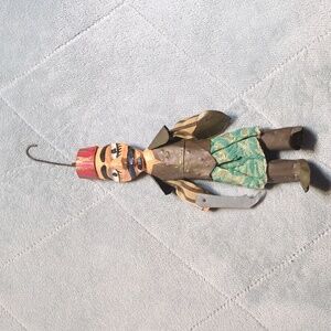 Vintage French Tunisian wood and metal doll